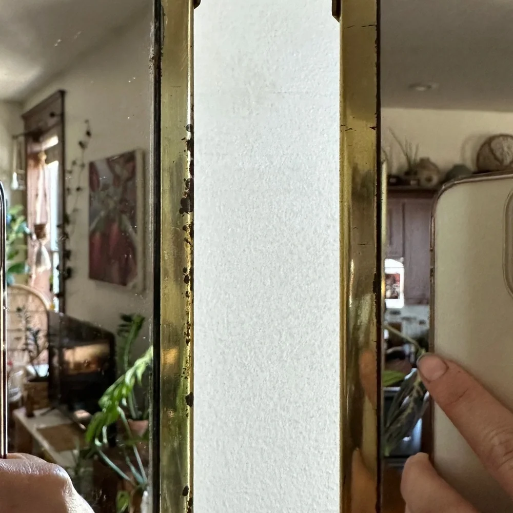 Vintage Tri Fold Vanity Mirror Gold MCM 1960s